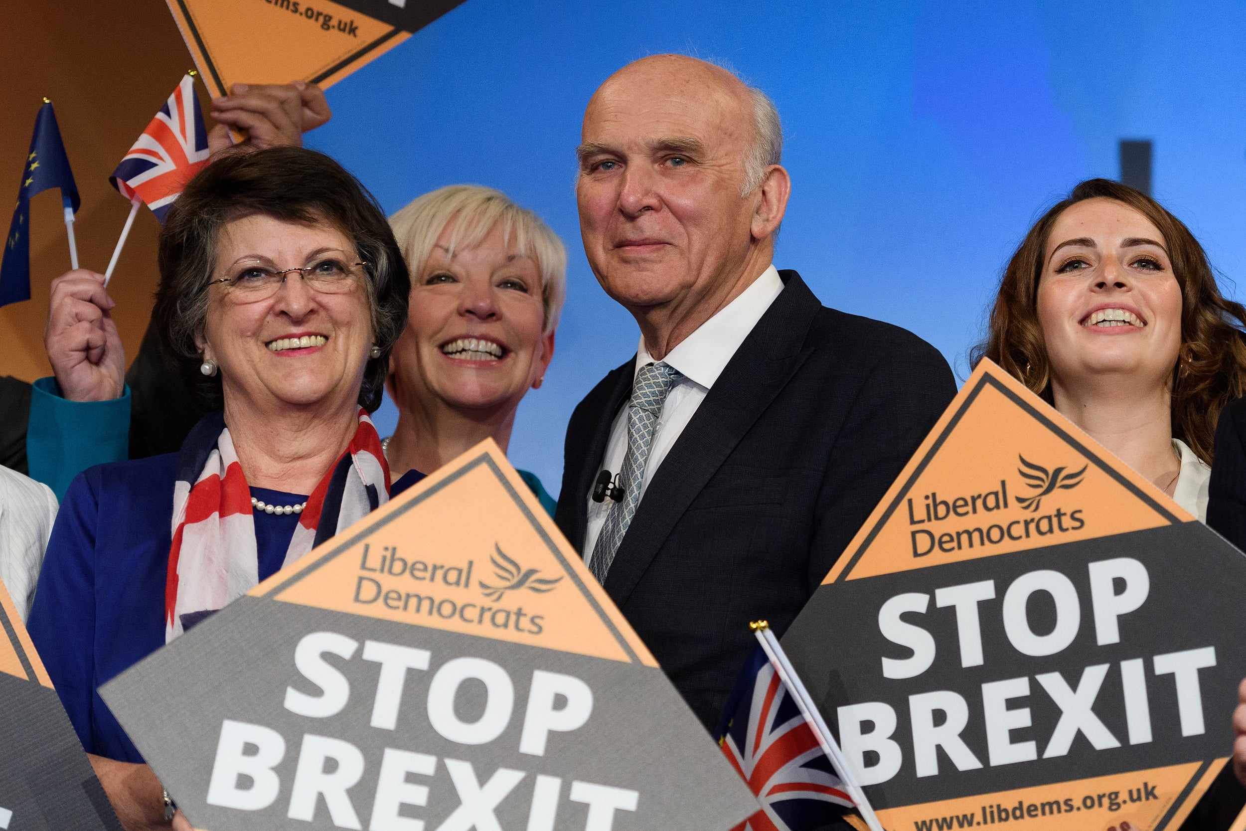 Cable and the Lib Dems campaigning for the European parliament elections (Getty)
