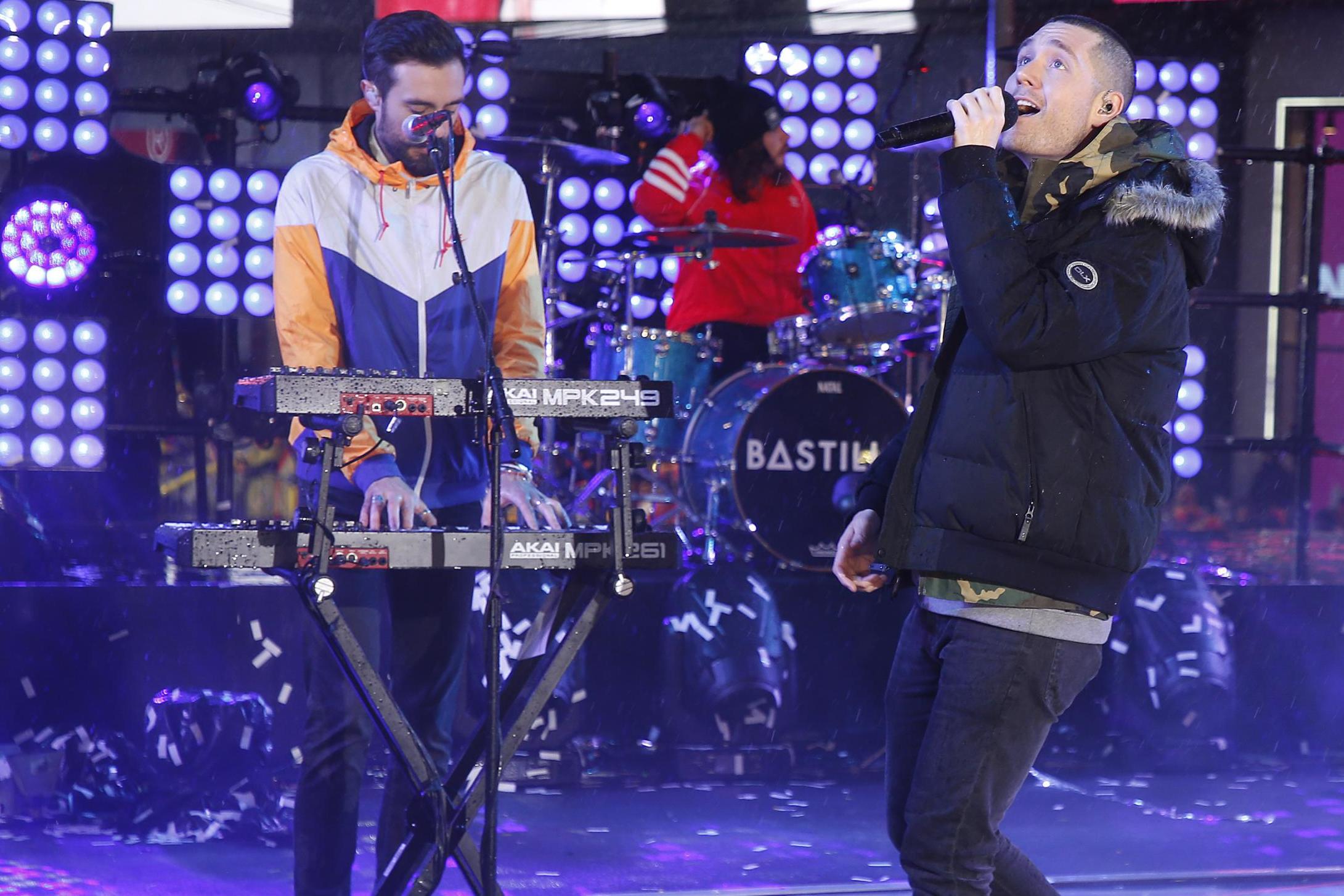 Dan Smith of Bastille performs during the Times Square New Year's Eve 2019 Celebration on 31 December, 2018 in New York City.