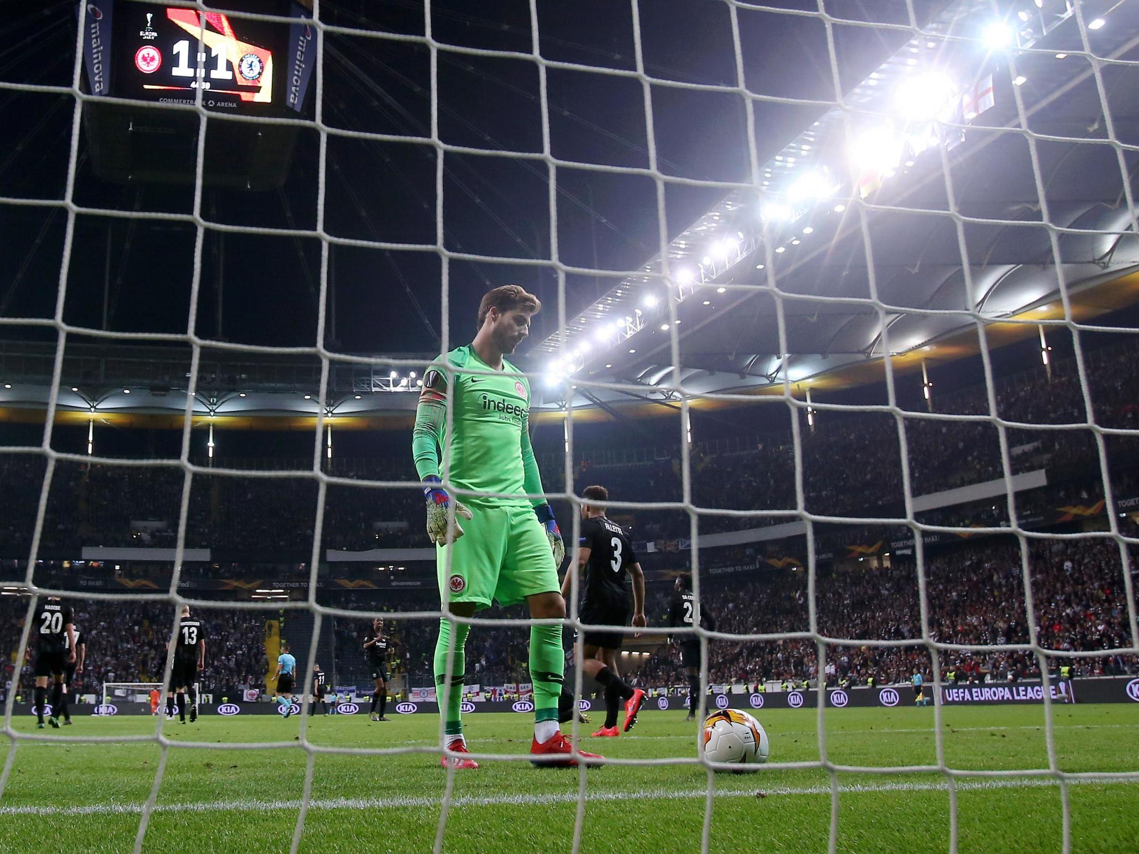 Kevin Trapp reacts after Pedro's goal