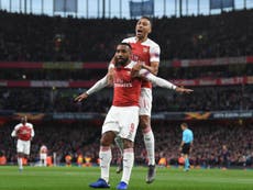 Lacazette strikes twice as Arsenal close in on Europa League final