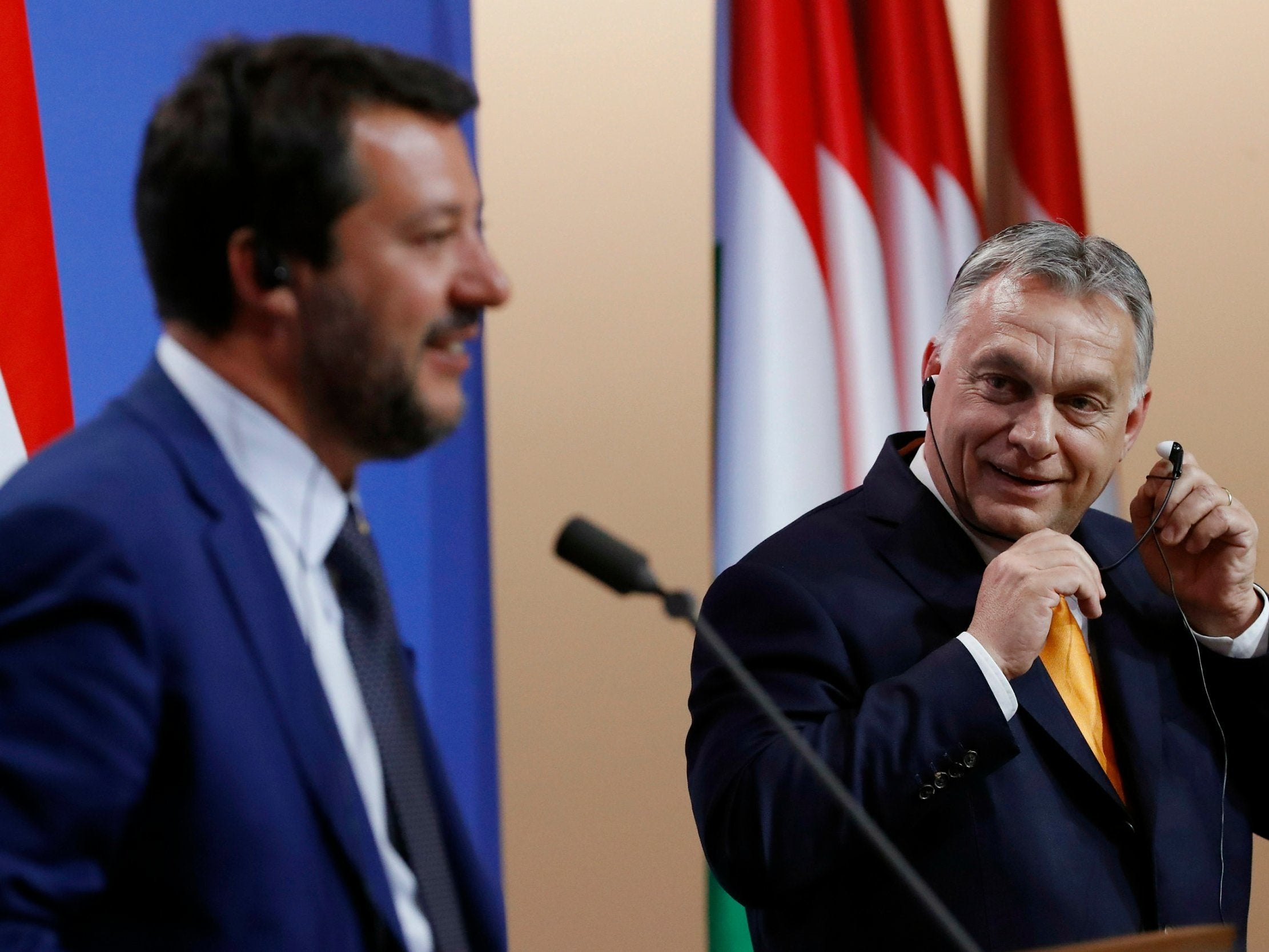 Italian far-right leader Matteo Salvini and Hungary's authoritarian prime minister Viktor Orban in Budapest