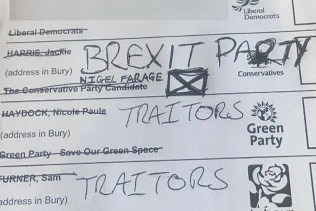 A number of voters spoiled their local council election ballot papers in protest over the handling of Brexit.