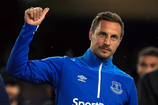 Everton's Phil Jagielka during the lap of honour