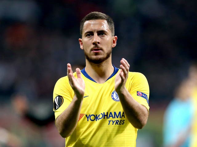 Chelsea's Eden Hazard applauds the fans