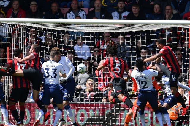 Nathan Ake of Bournemouth scores his team's first goal