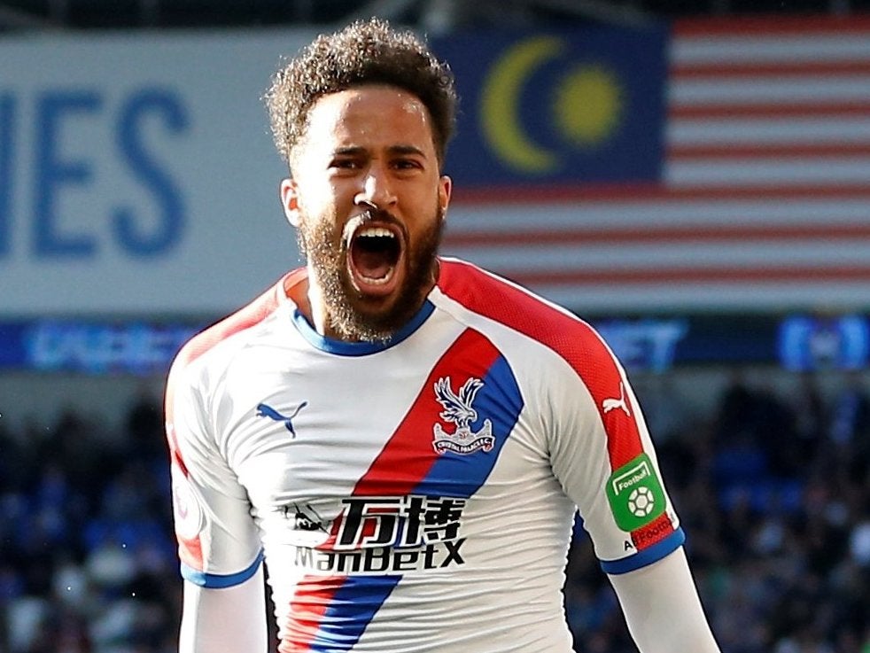 Andros Townsend celebrates after scoring Crystal Palace's third goal against Cardiff City