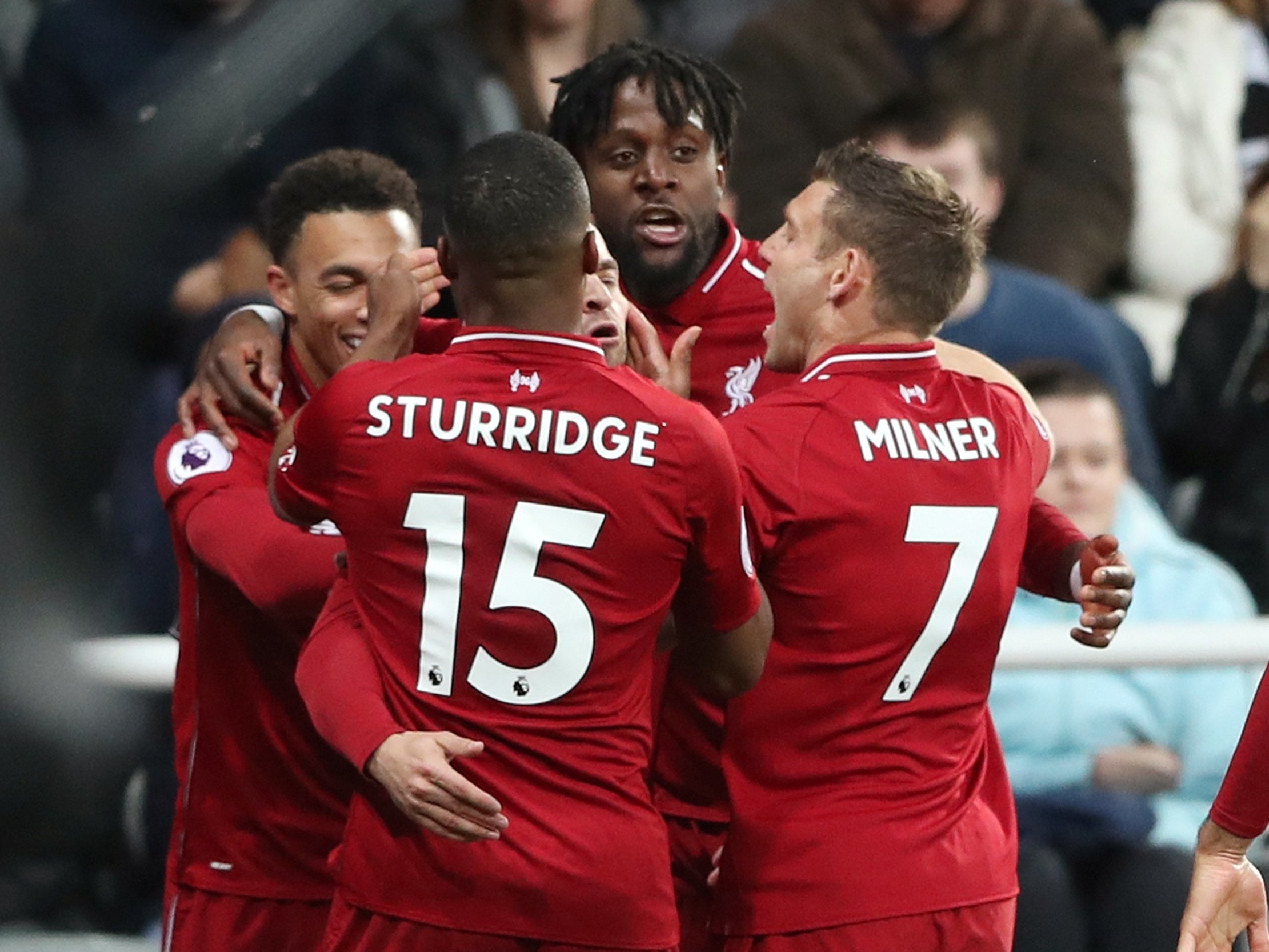 Origi celebrates the last-gasp equaliser (Reuters)