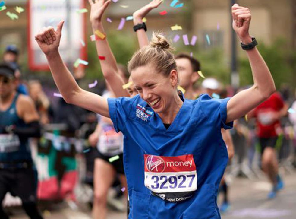 Jessica Anderson completed the London Marathon in three hours, eight minutes and 22 seconds while wearing her nurse's uniform