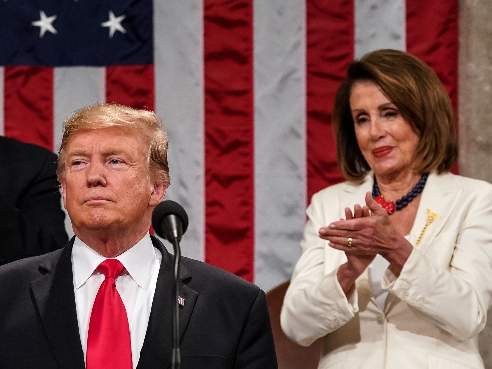 Donald Trump and Nancy Pelosi at State of the Union address