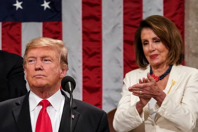 Donald Trump and Nancy Pelosi at State of the Union address