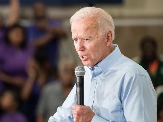 Mr Biden also spent much of his speech denouncing President Trump