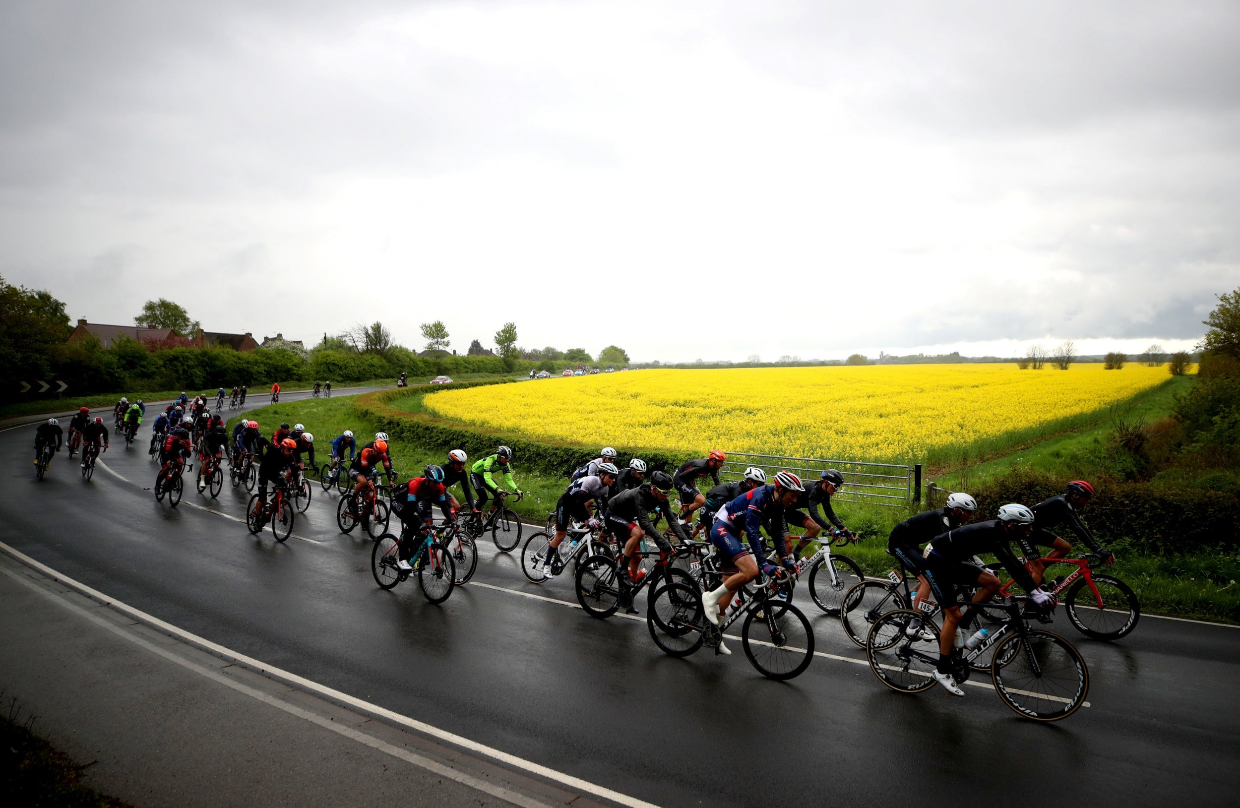 The peloton rides through Yorkshire