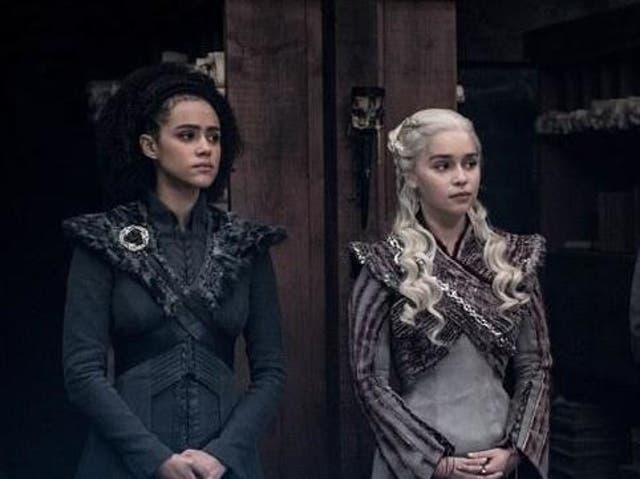 Nathalie Emmanuel and Emilia Clarke in ‘Game of Thrones’ (HB