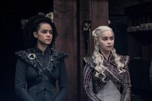 Nathalie Emmanuel and Emilia Clarke in ‘Game of Thrones’ (HB