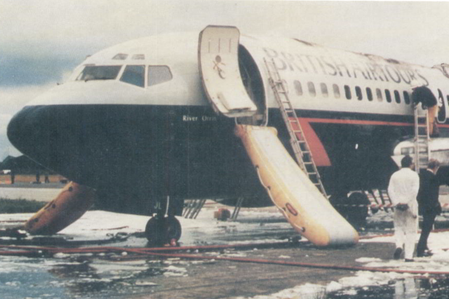 Fire tragedy: the last fatal accident involving a British Airways plane, at Manchester in 1985, led to radical improvements to make aircraft fires survivable