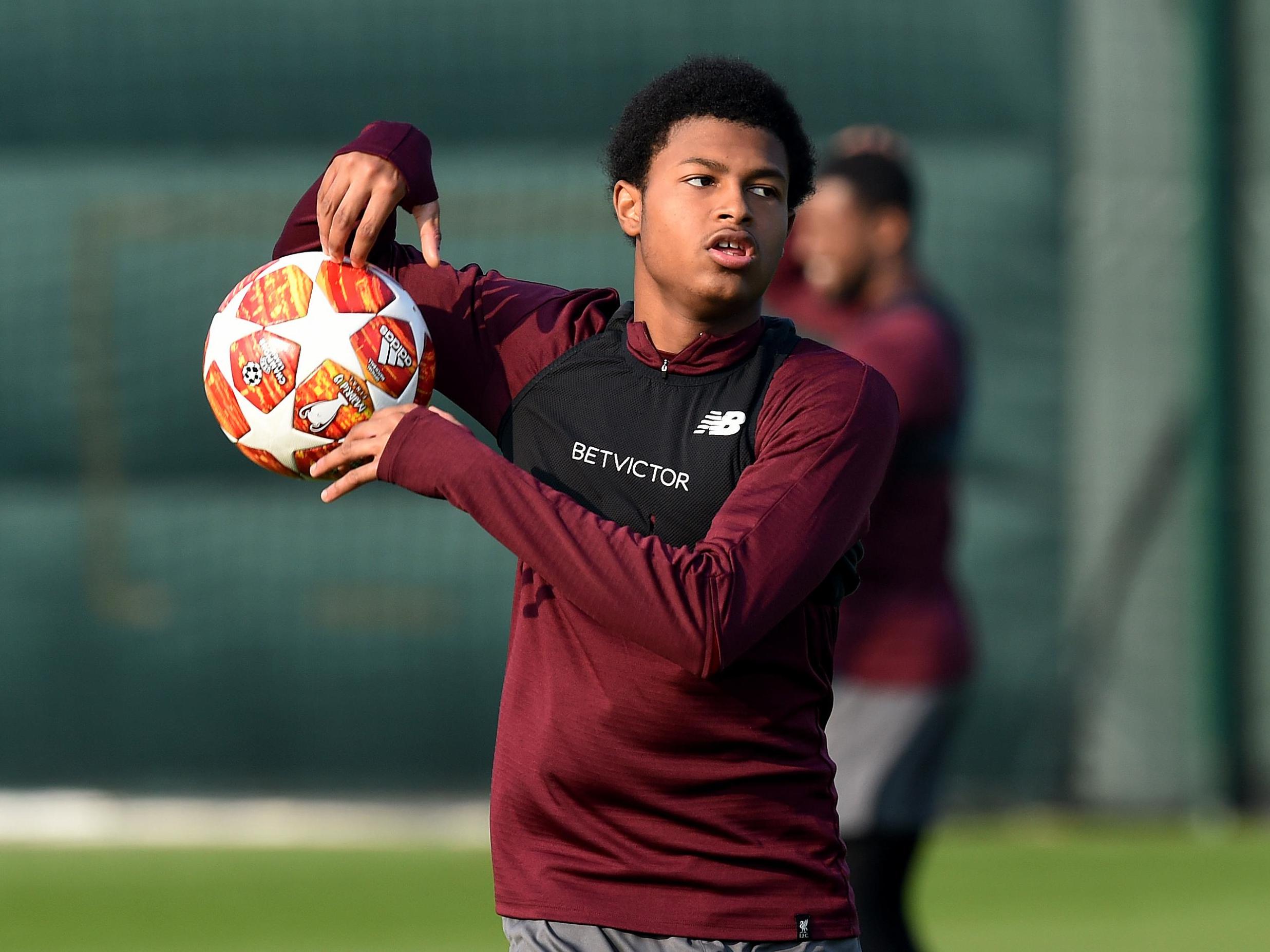 Liverpool striker Rhian Brewster in training