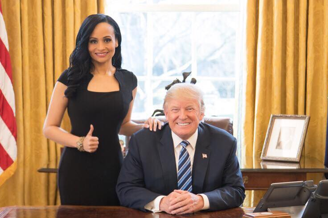 Katrina Pierson alongside Donald Trump in the White House