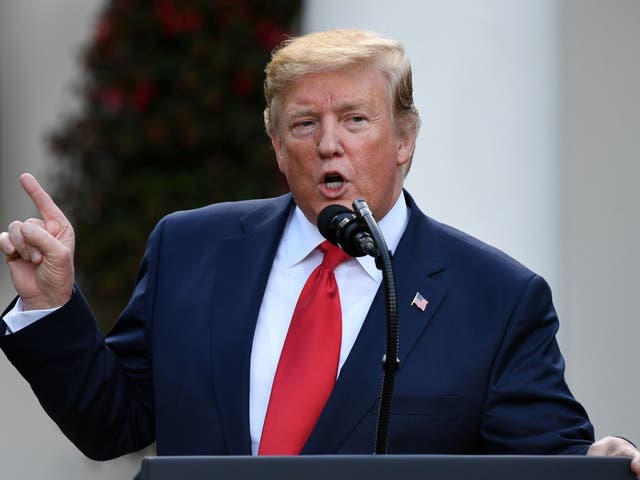 US president Donald Trump speaks in the Rose Garden of the White House in Washington, DC, on 6 May 2019