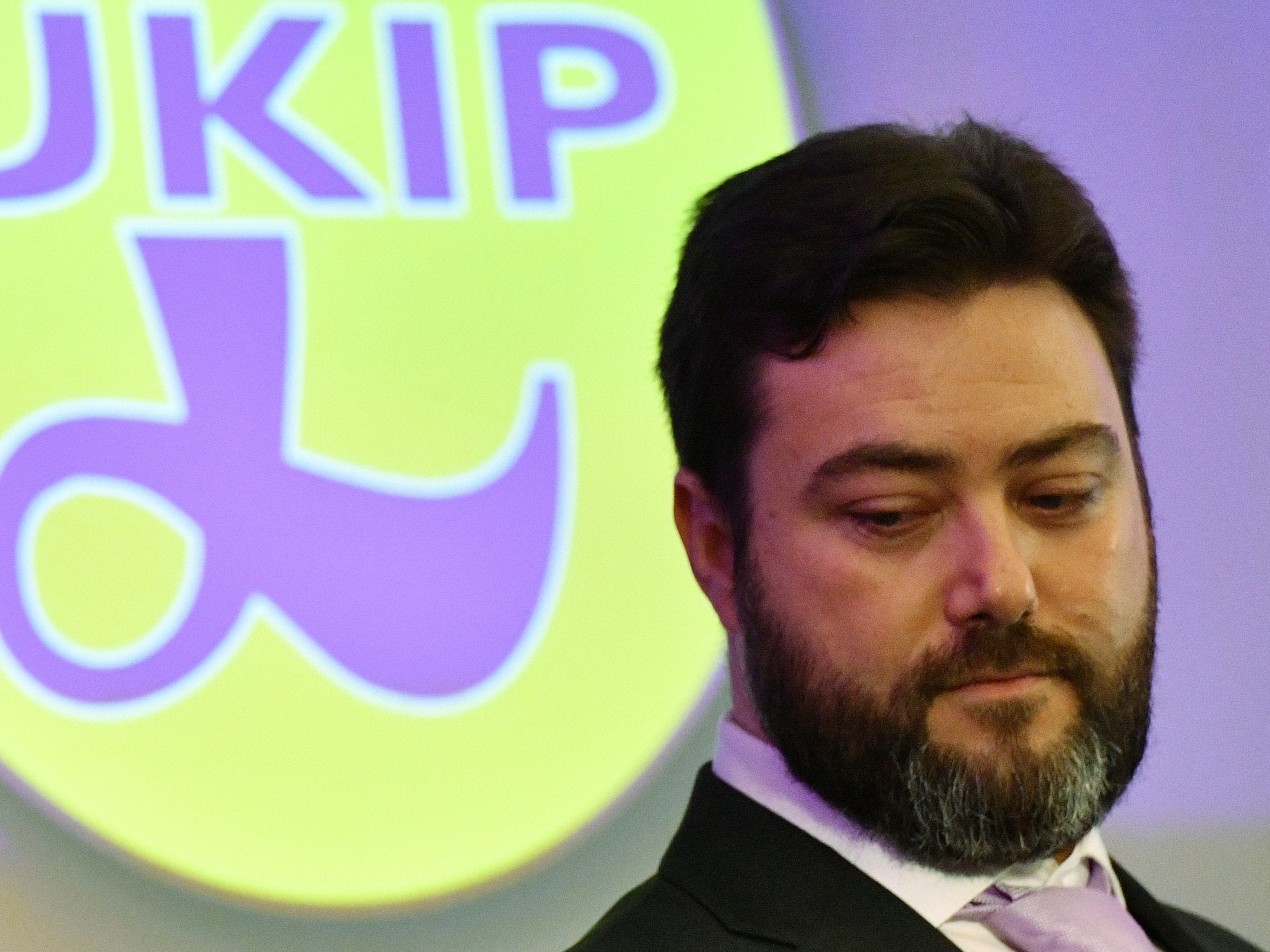 Carl Benjamin at the launch of Ukip’s European election campaign in April