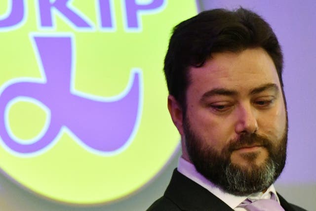 Carl Benjamin at the launch of Ukip’s European election campaign in April