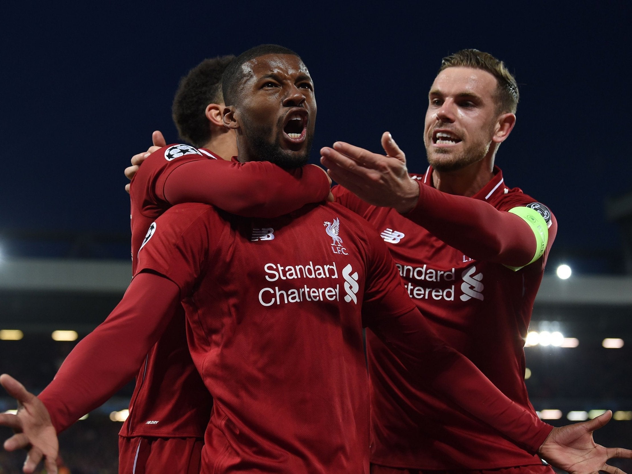 Wijnaldum celebrates putting Liverpool back on level terms