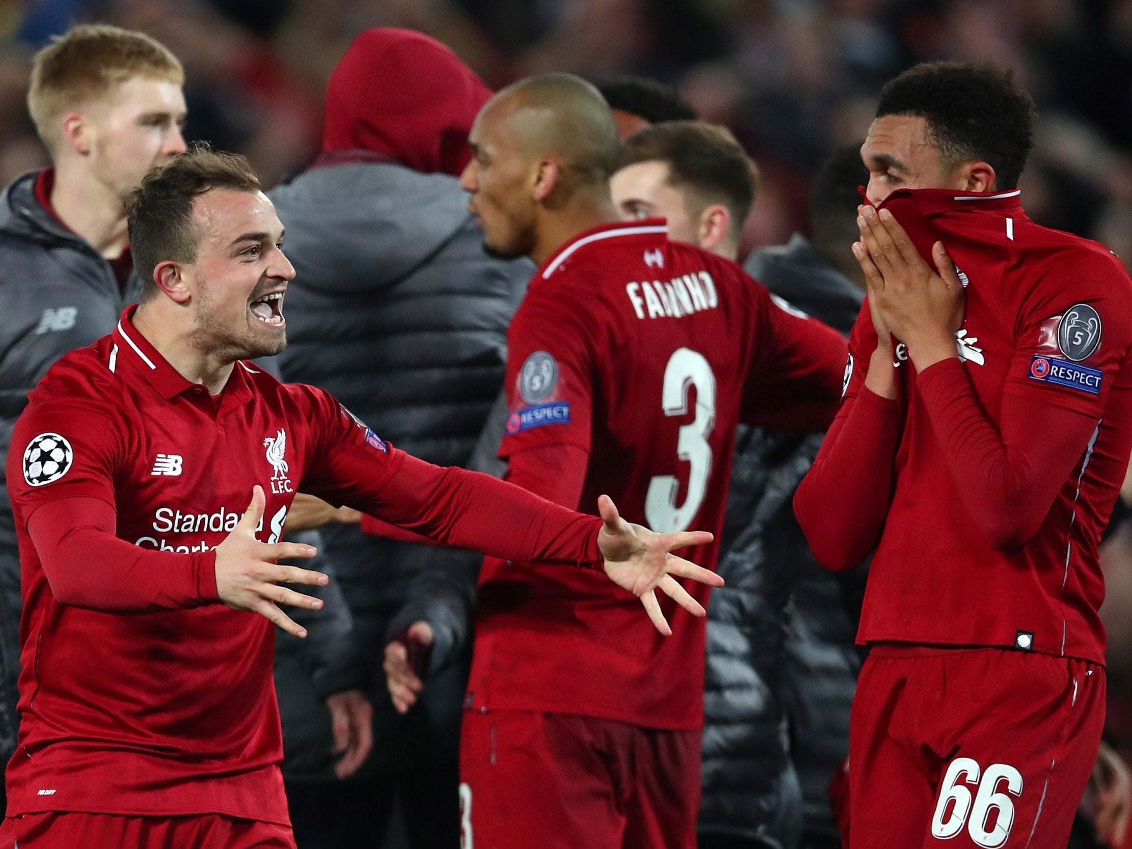 Liverpool celebrate their famous comeback