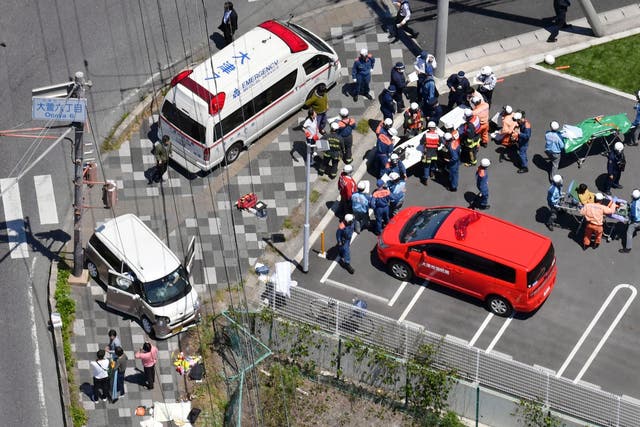 Two children were killed after a car hit a group of nursery children walking on a pedestrian foothpath in Otsu, western Japan, Wednesday 8 May 2019.