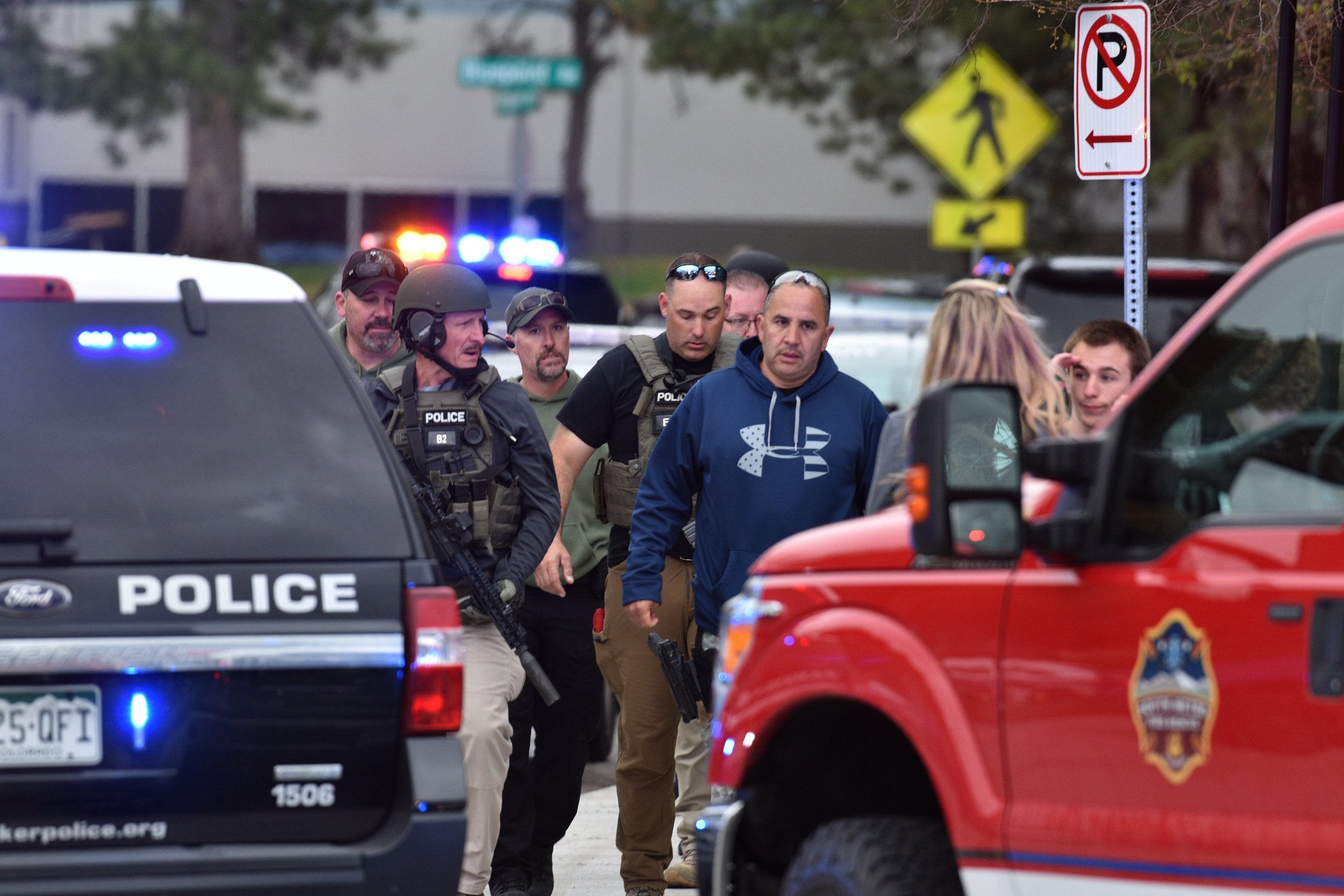 Police at the scene of a deadly shooting at Stem Highlands Ranch school