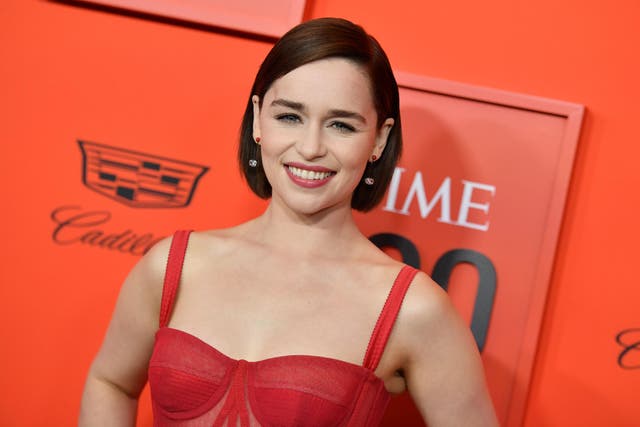 Emilia Clarke arrives on the red carpet for the Time 100 Gala at the Lincoln Center in New York on April 23, 2019.