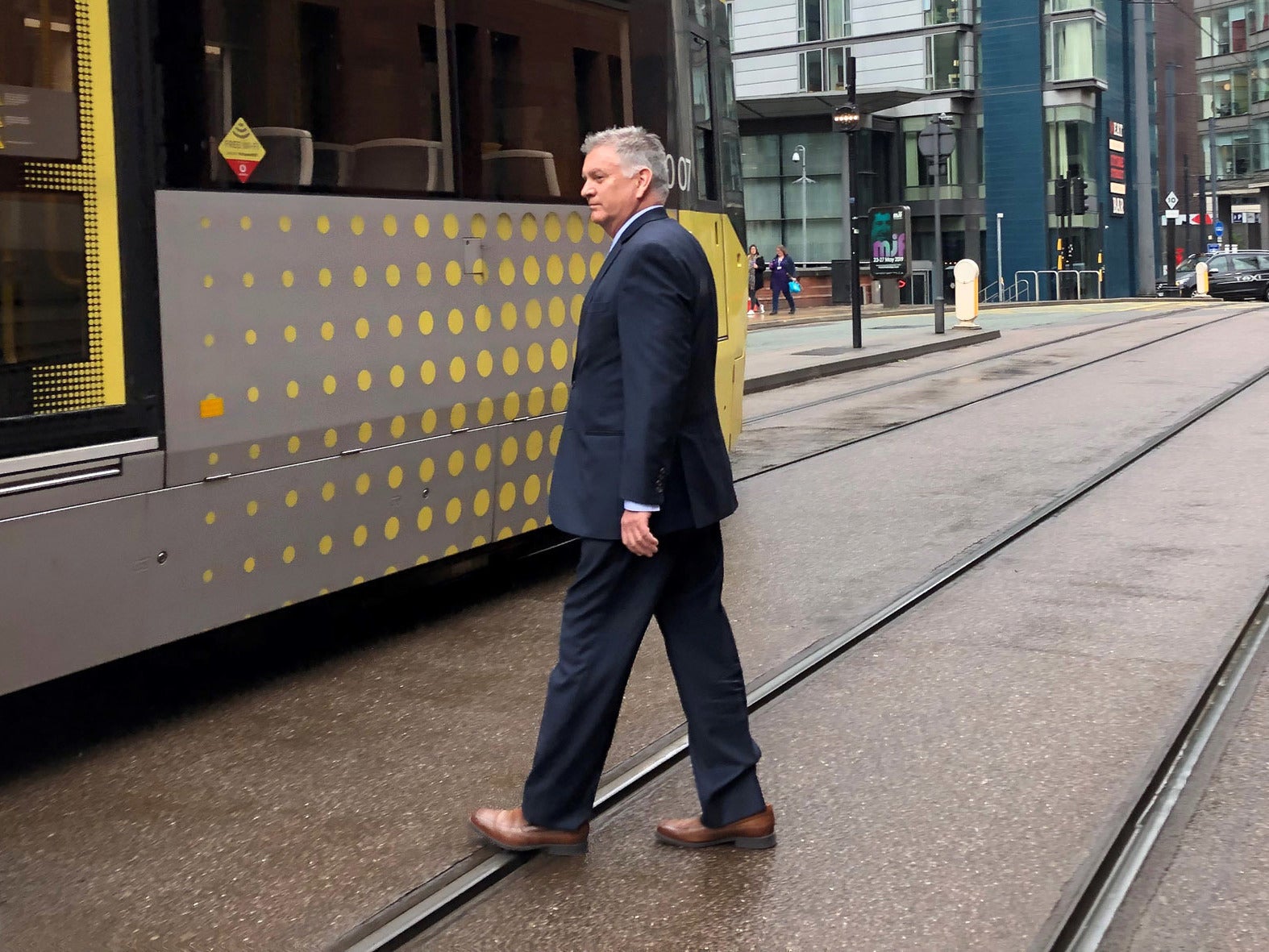 American Airlines pilot David Copeland, 63, leaves Minshull Street Crown Court in Manchester 8 May 2019.