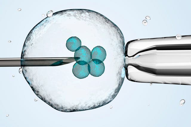 Cell is holding by a pipet and a needle. With clipping path, 3d illustration