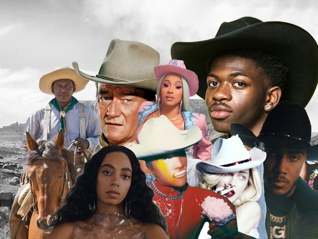 Top row (from left): John Wayne, Cardi B, Lil Nas X. Bottom row: Solange, Matt Shultz, Madonna and AJ Tracey