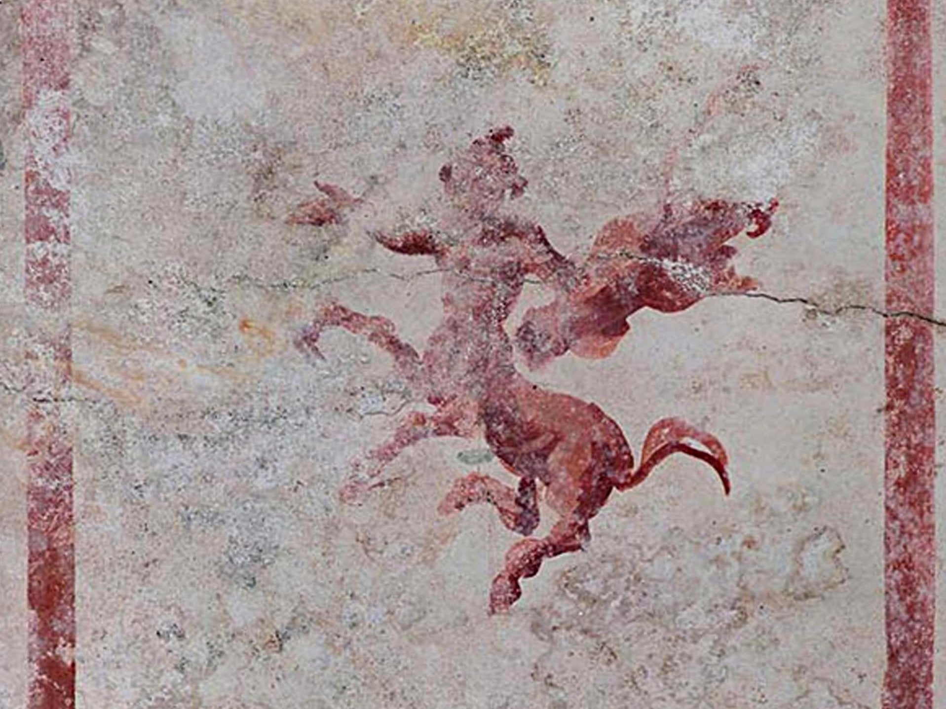 One of the centaur frescoes in the newly-discovered chamber