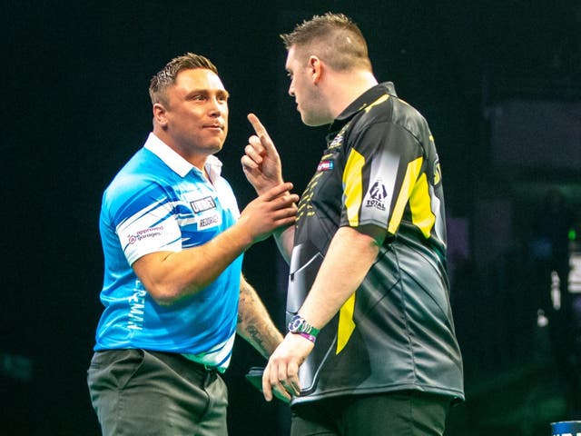 Gerwyn Price and Daryl Gurney came close to blows during their Premier League match in Sheffield