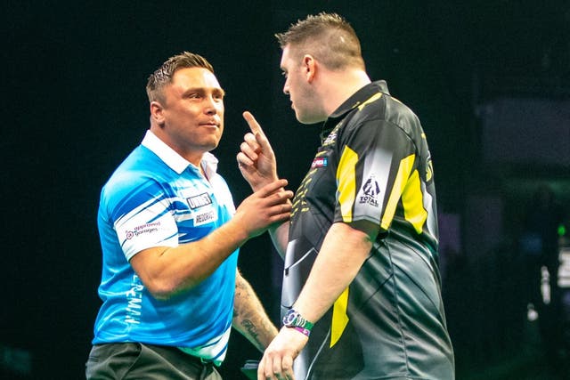 Gerwyn Price and Daryl Gurney came close to blows during their Premier League match in Sheffield