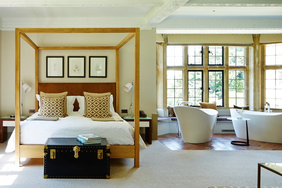 The rooms come with rolling views of the Cotswolds