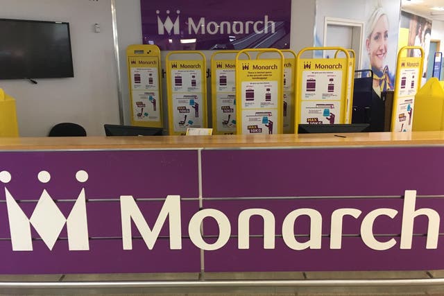 Closedown: the deserted Monarch desk at Birmingham airport in 2017 after the airline’s collapse
