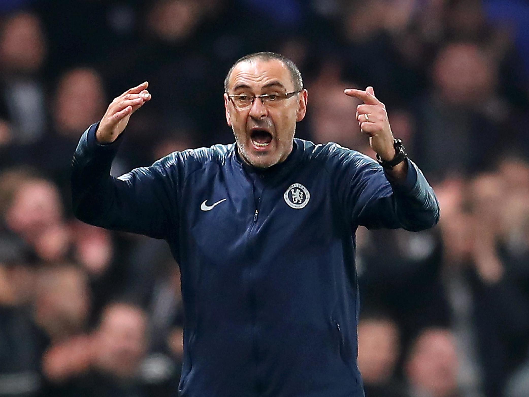 Maurizio Sarri protests during the Europa League semi-final (Getty Images)