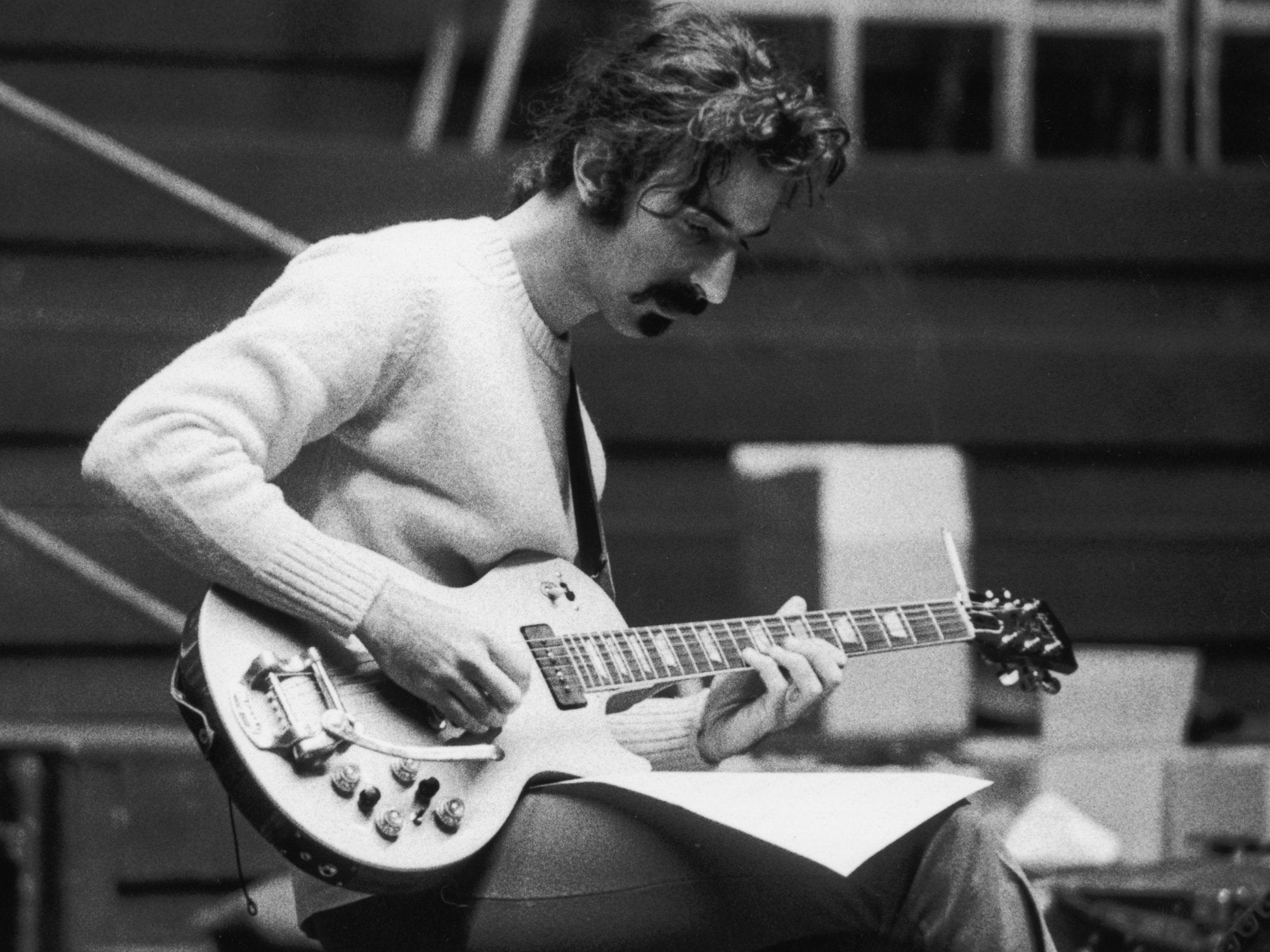 Zappa rehearsing for a concert at the Royal Albert Hall during his European tour in June 1969