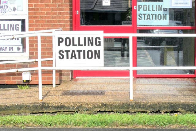 A polling station in a community centre on polling day