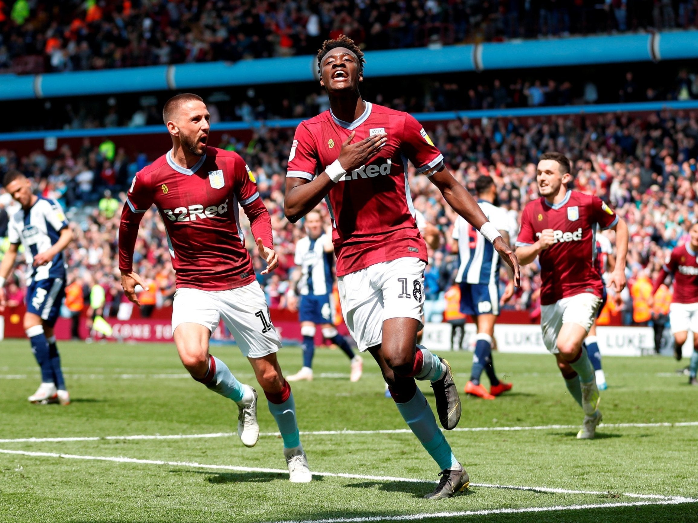 Tammy Abraham celebrates putting Villa in front