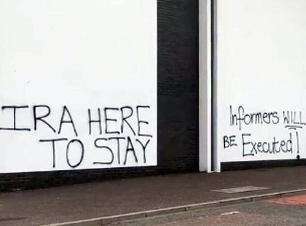 New pro-IRA grafitti has appeared metres away from where the journalist Lyra McKee was killed in Creggan, Derry