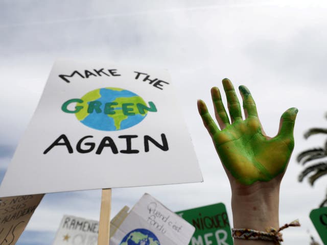 Students take part in a "youth strike to act on climate change" demonstration in Nice, France