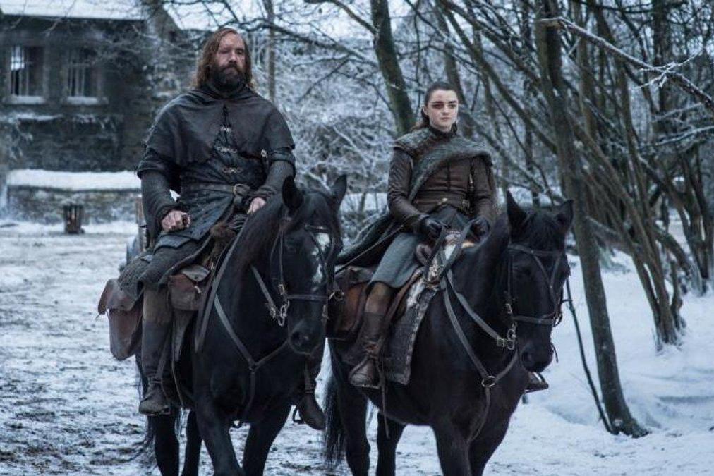 The Hound (Rory McCann) and Arya (Maisie Williams) in ‘Game of Thrones’