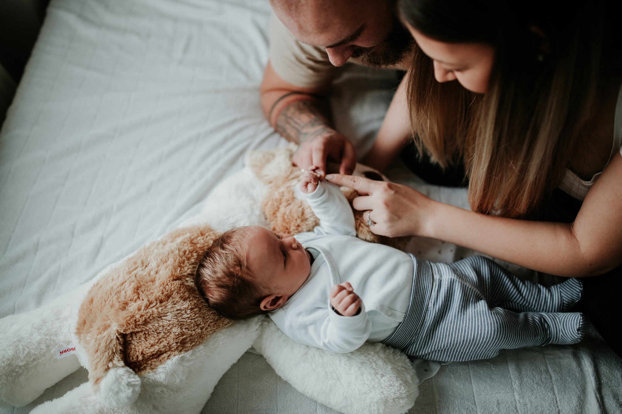 Parents home from hospital with newborn baby