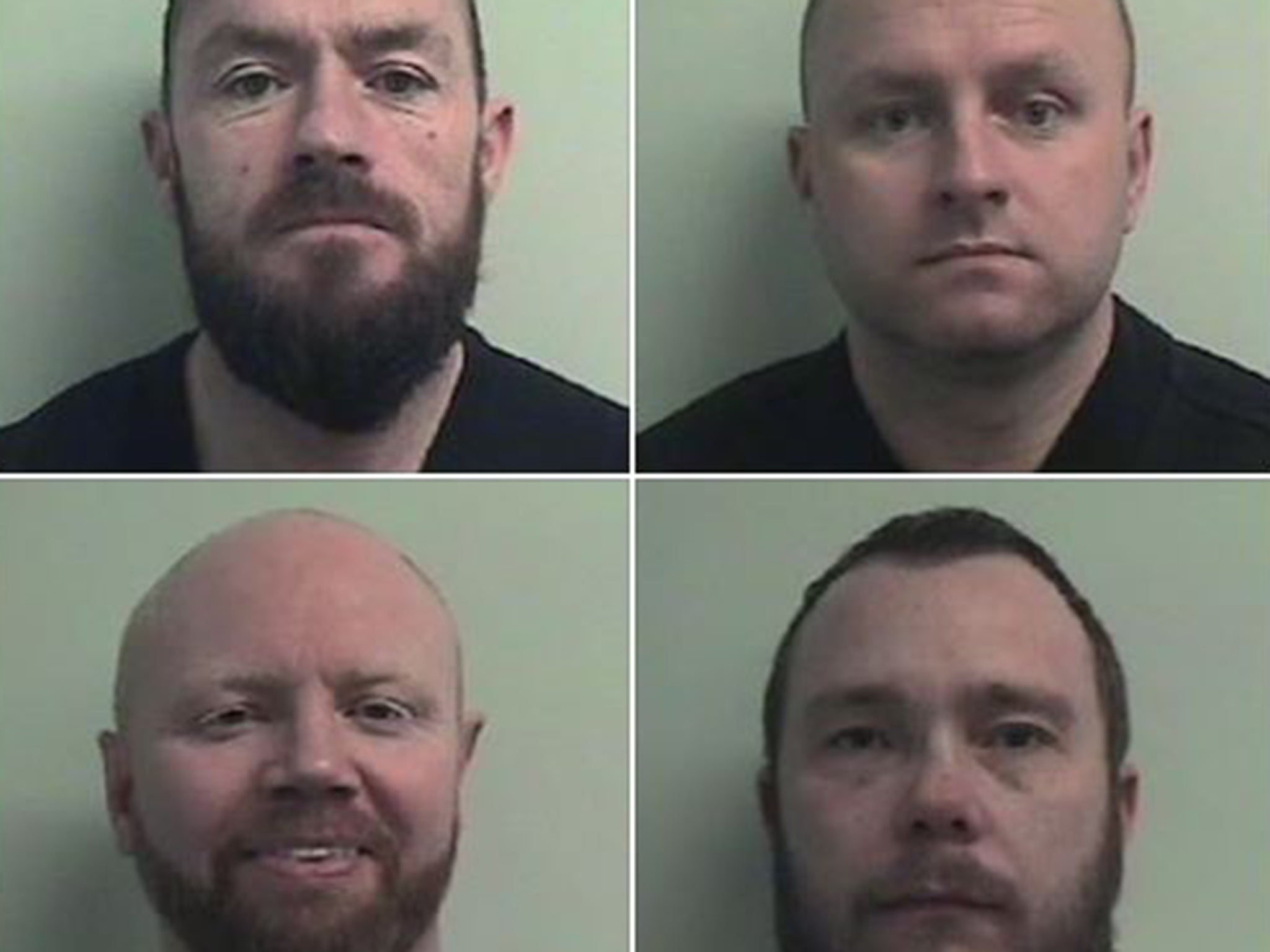 Custody images (clockwise from top left) of Peter Bain, Brian Ferguson, John Hardie and Andrew Gallacher