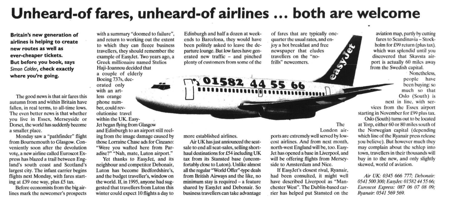 1997: easy does it with a story about the then upstart airline easyJet