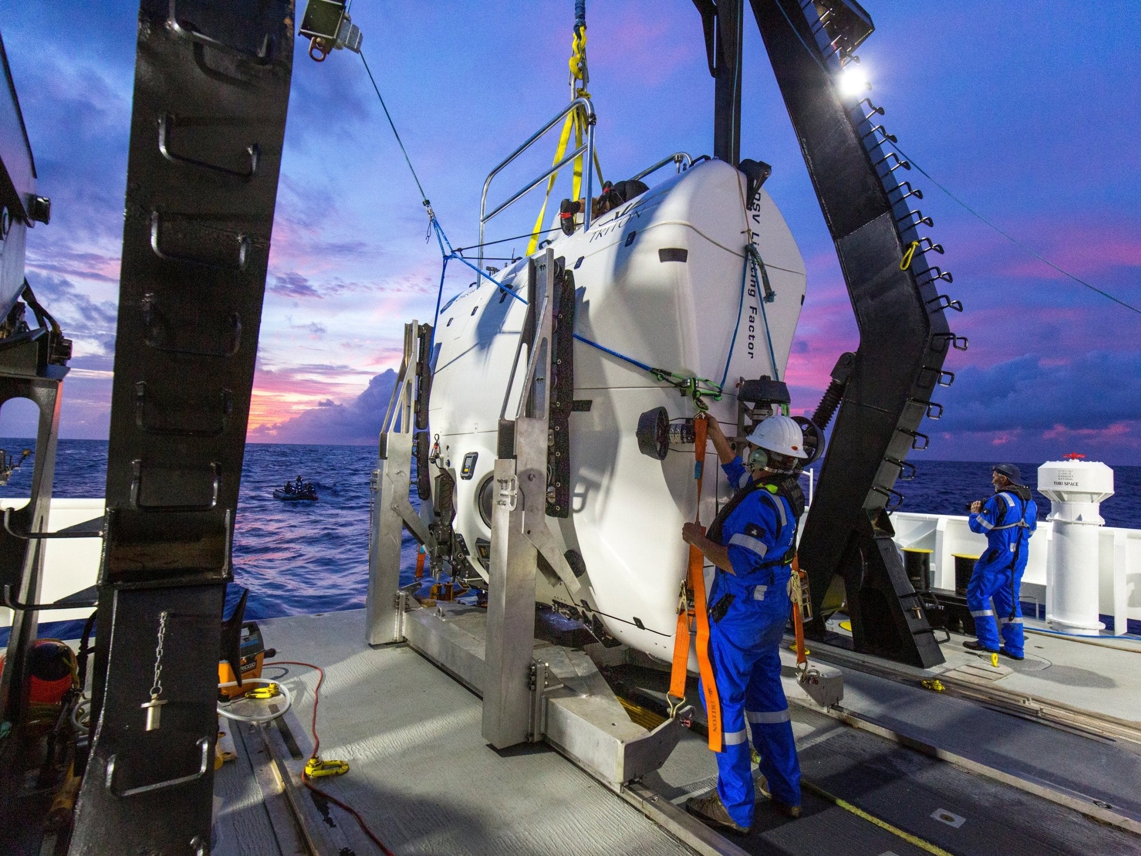 The DSV Limiting Factor submarine has made four descents into the Mariana Trench (Reuters)