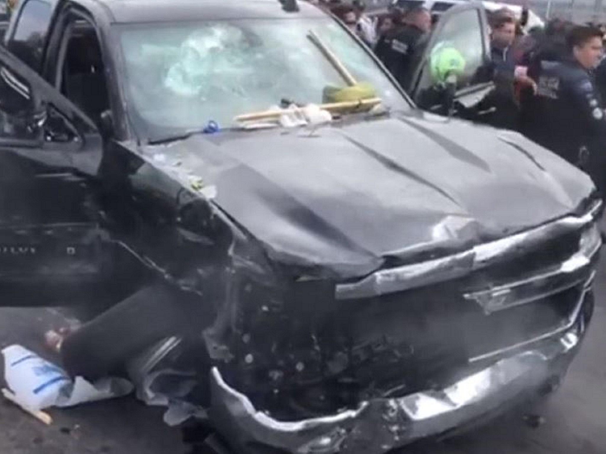 Still image from video captured at San Ysidro Port of Entry in Tijuana, Mexico, where a man allegedly drove into pedestrians and cars waiting to cross into the US.