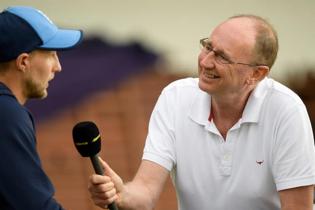 Jonathan Agnew, seen interviewing England cricketer Joe Root, has been reprimanded by the BBC for an expletive-filled Twitter rant